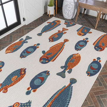 Algarve Modern Fish High-low Indoor/outdoor Area Rug